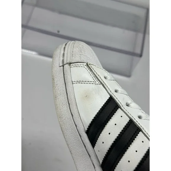 Men's Adidas Superstar Cloud White/Black Leather Sneakers Size 7 Pre-owned - Picture 6 of 8